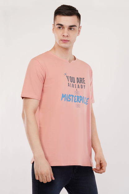 DYOGIQ® - Masterpiece Unisex Dusty PInk Ghumat Neck Tshirt