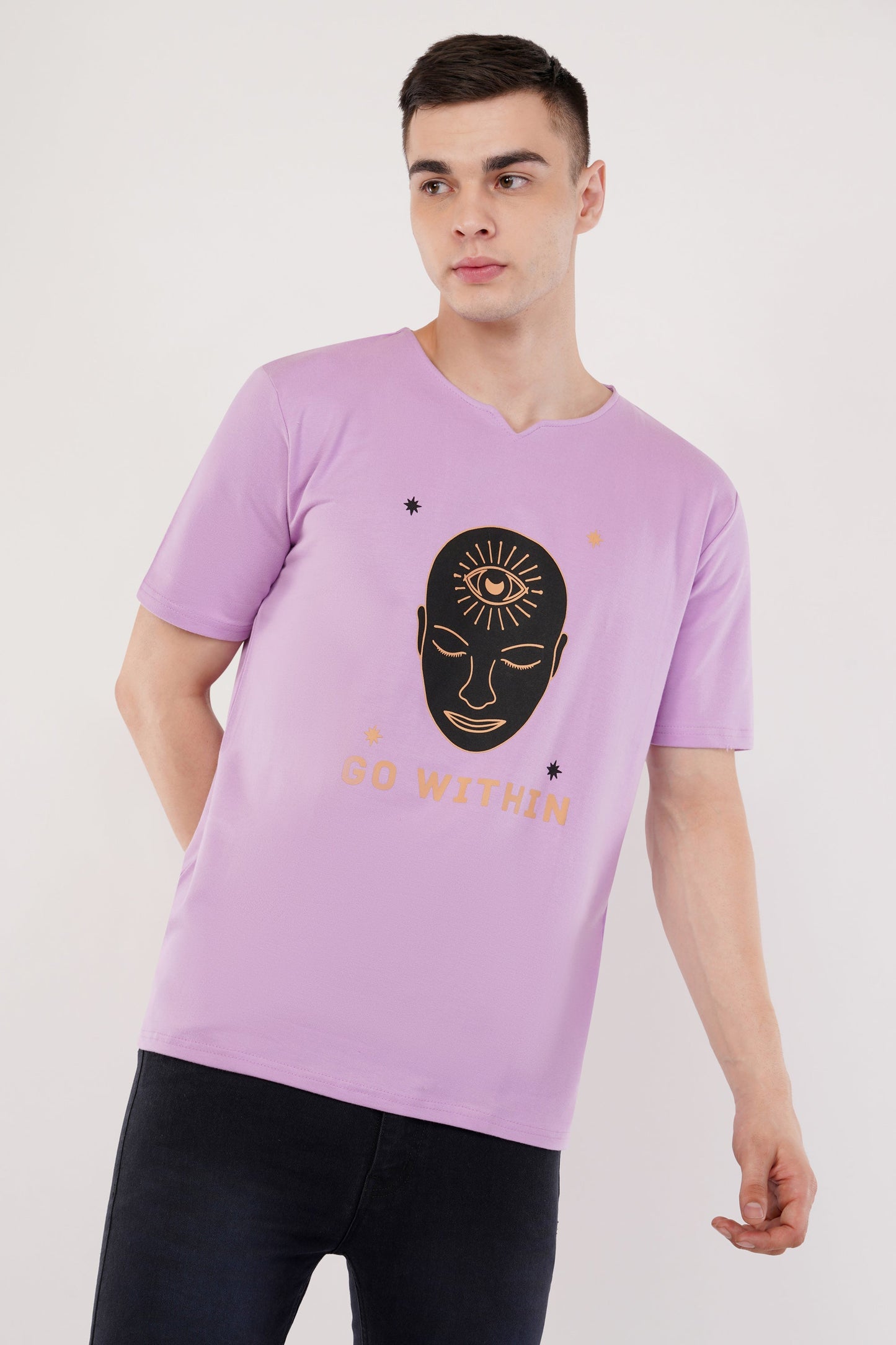 DYOGIQ® - Go Within Unisex Lavender Ghumat Neck Tshirt