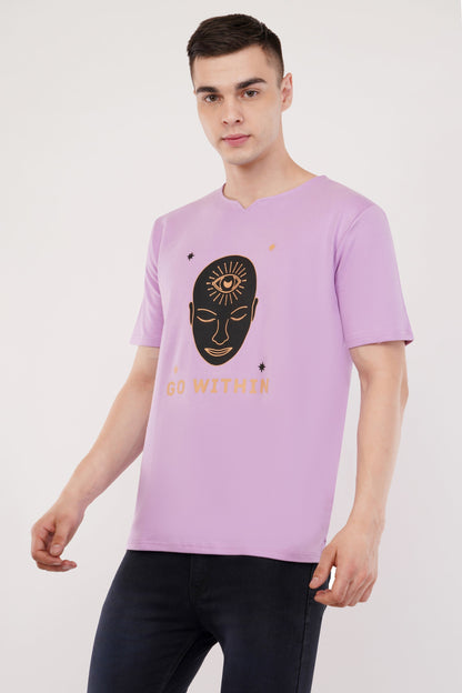 DYOGIQ® - Go Within Unisex Lavender Ghumat Neck Tshirt