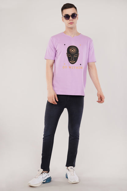 DYOGIQ® - Go Within Unisex Lavender Ghumat Neck Tshirt