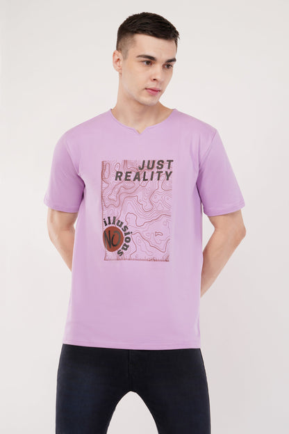 DYOGIQ® - Just Reality No Illusions Unisex Lavender Ghumat Neck Tshirt