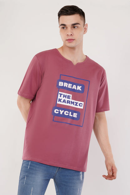 DYOGIQ® - Break Karmic Cycle Unisex Rust Rose Ghumat Neck Tshirt