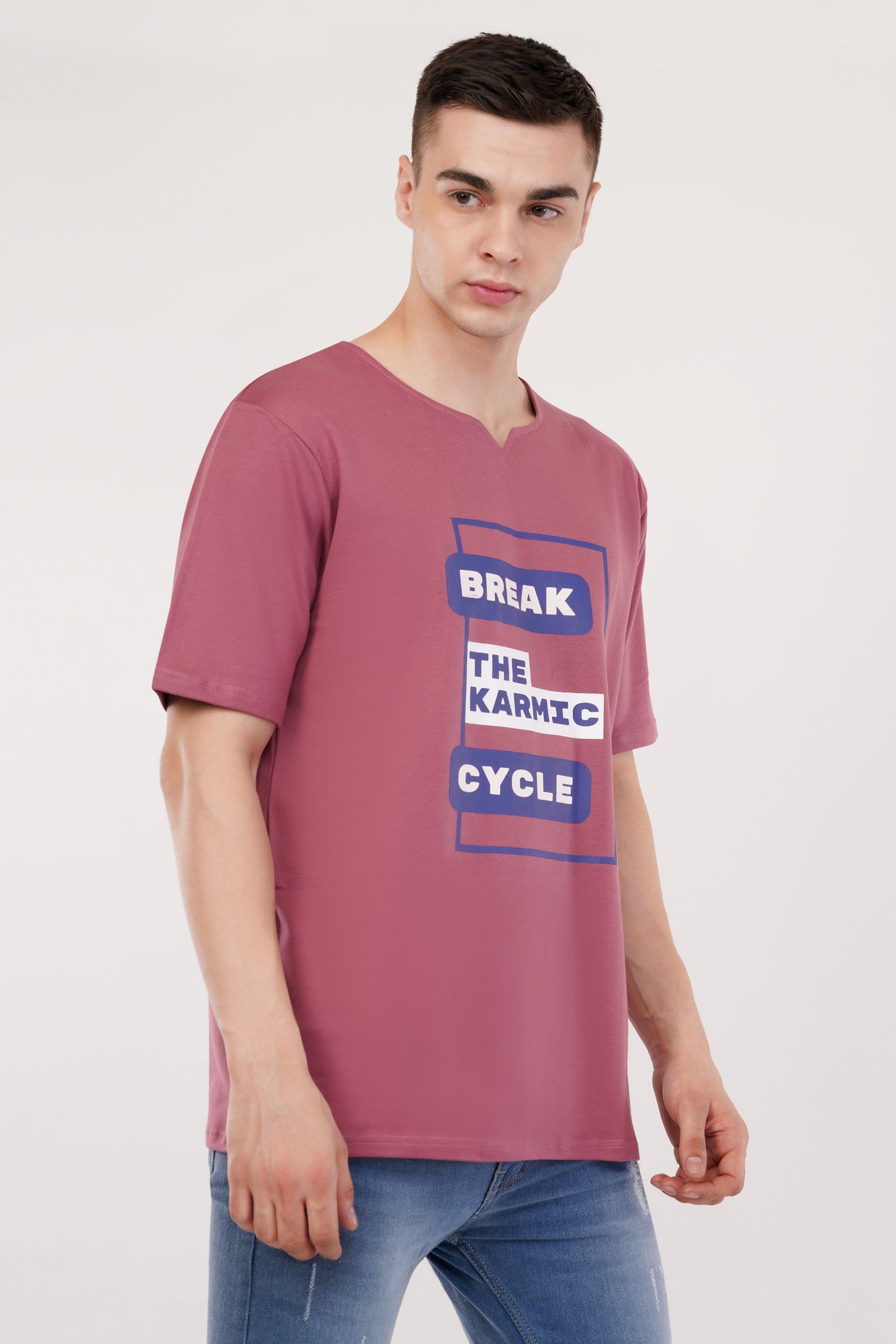 DYOGIQ® - Break Karmic Cycle Unisex Rust Rose Ghumat Neck Tshirt