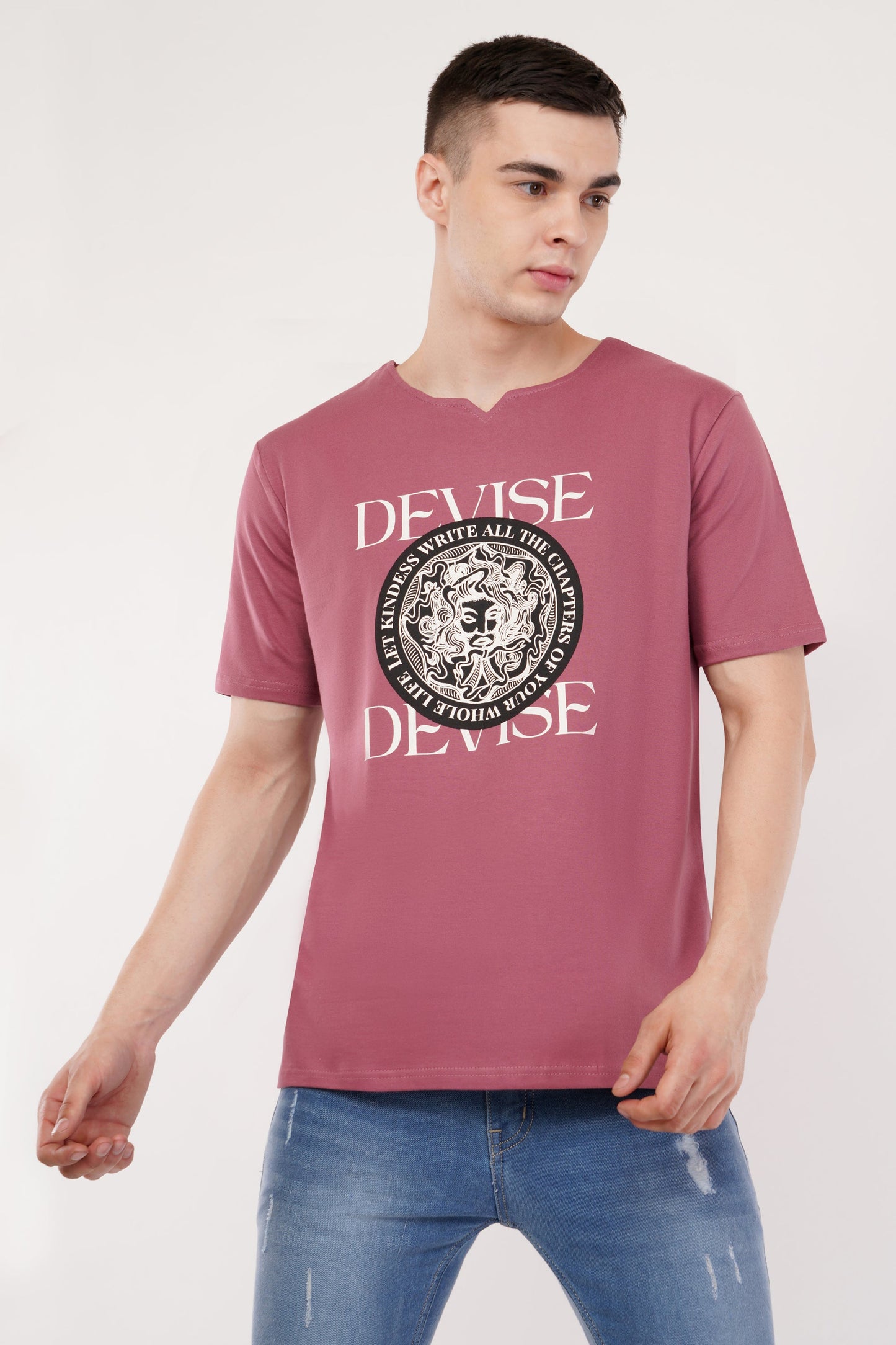 DYOGIQ® - Devise Unisex Rust Rose Ghumat Neck Tshirt