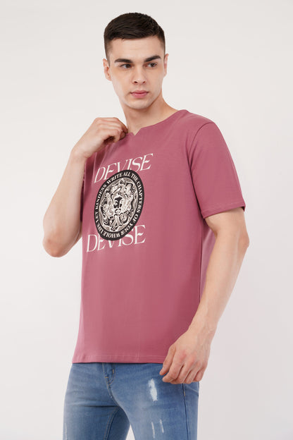 DYOGIQ® - Devise Unisex Rust Rose Ghumat Neck Tshirt