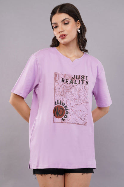 DYOGIQ® - Just Reality No Illusions Unisex Lavender Ghumat Neck Tshirt