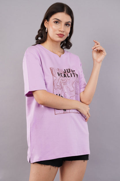 DYOGIQ® - Just Reality No Illusions Unisex Lavender Ghumat Neck Tshirt