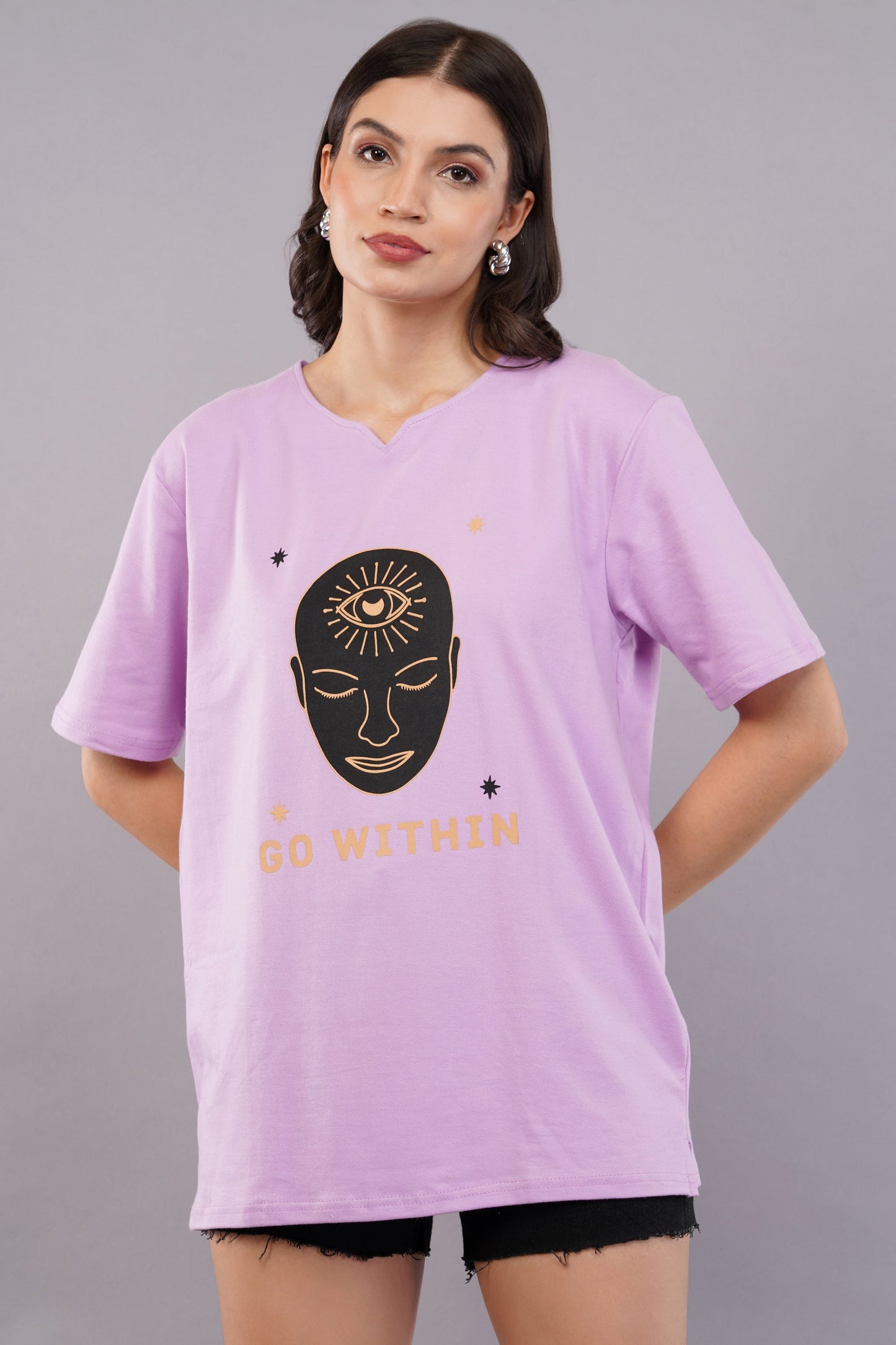 DYOGIQ® - Go Within Unisex Lavender Ghumat Neck Tshirt