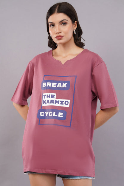 DYOGIQ® - Break Karmic Cycle Unisex Rust Rose Ghumat Neck Tshirt