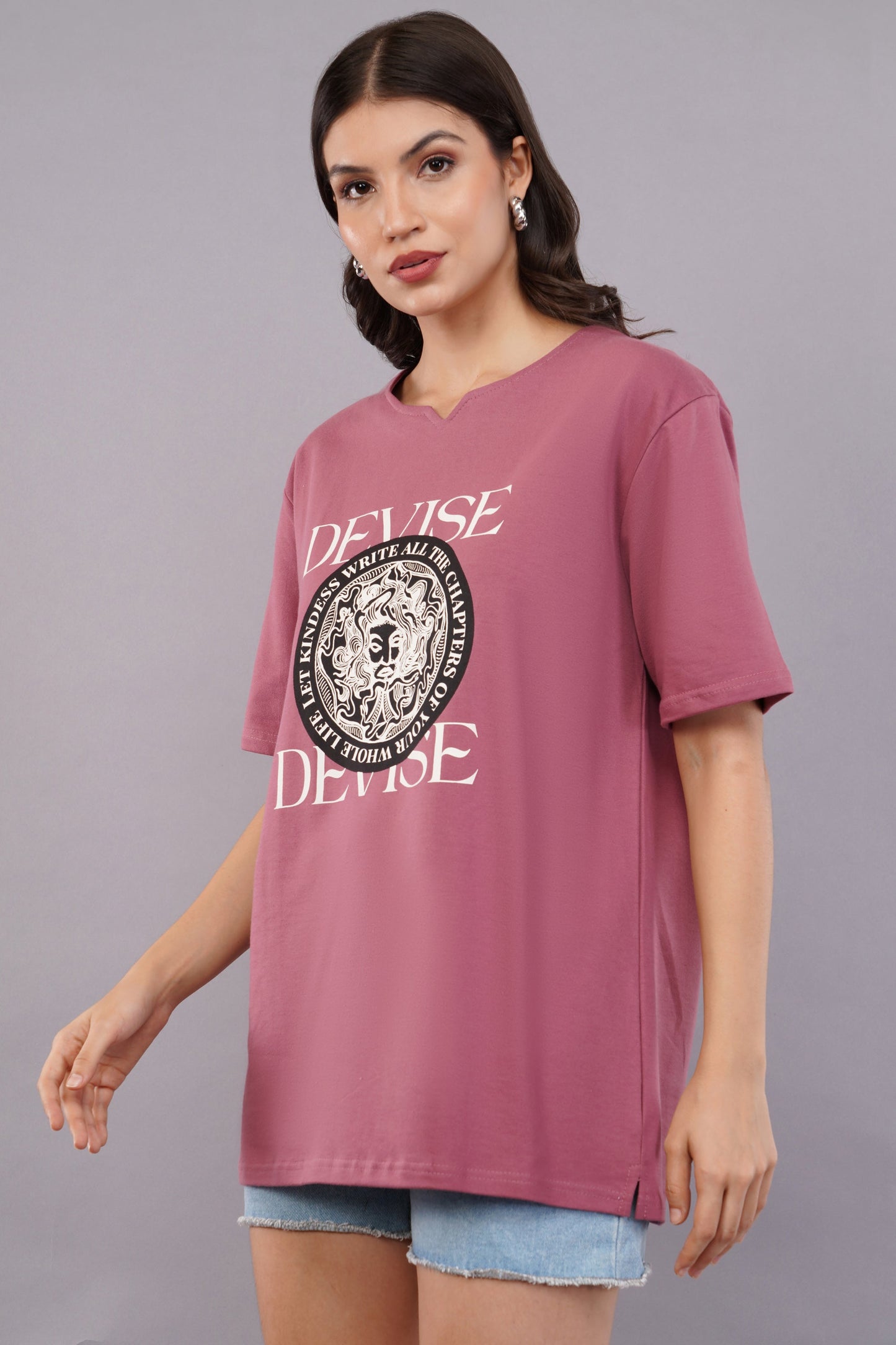 DYOGIQ® - Devise Unisex Rust Rose Ghumat Neck Tshirt