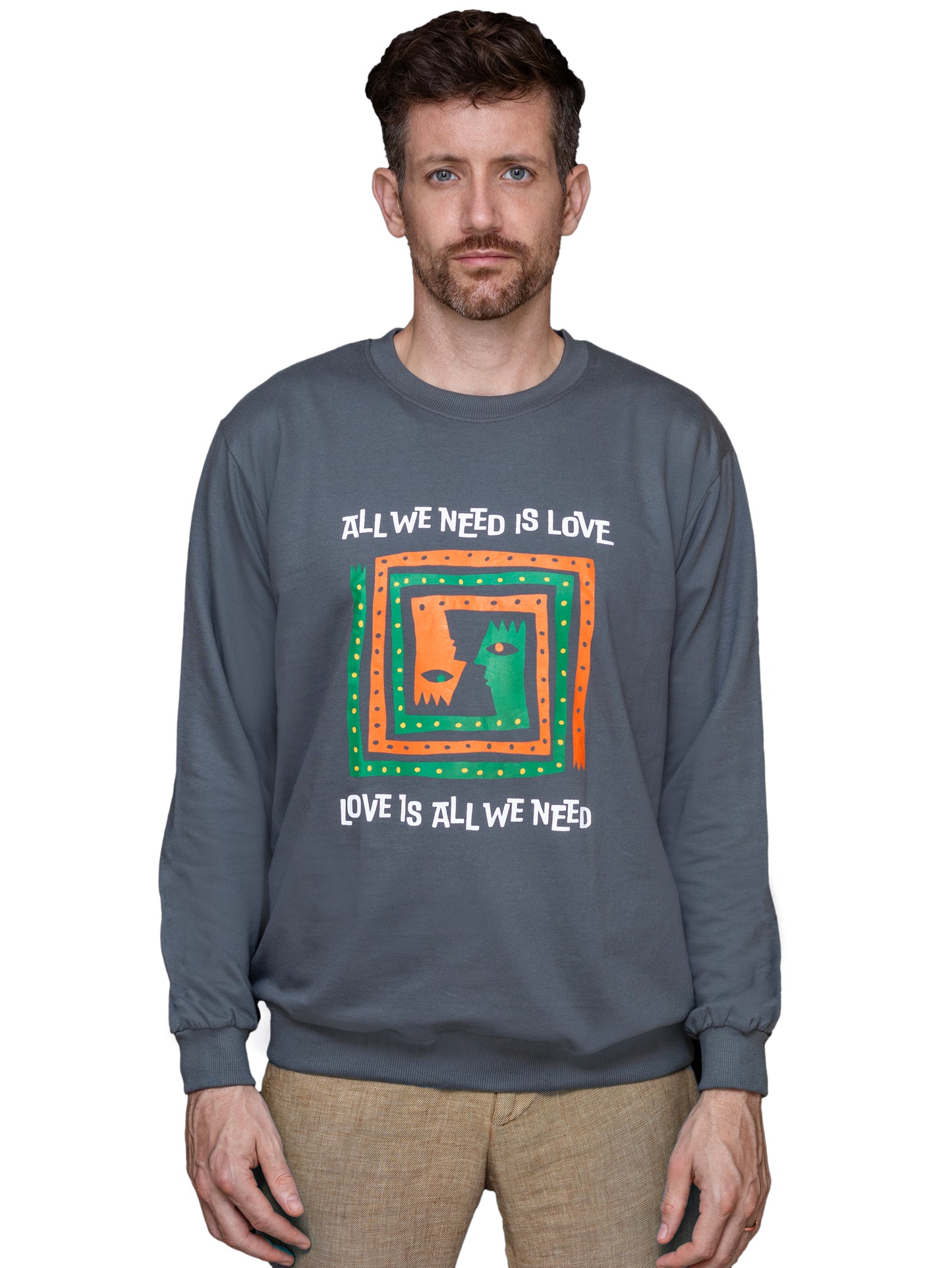 DYOGIQ®- All We Need Is Love Unisex Steel Gray Sweatshirt