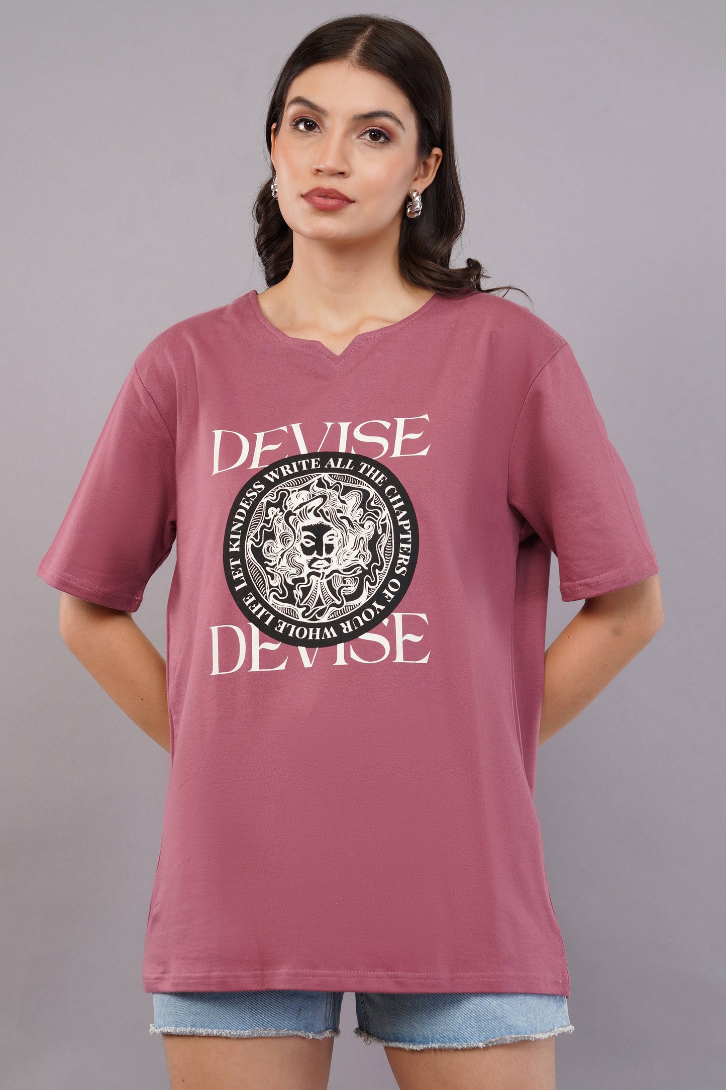 DYOGIQ® - Devise Unisex Rust Rose Ghumat Neck Tshirt